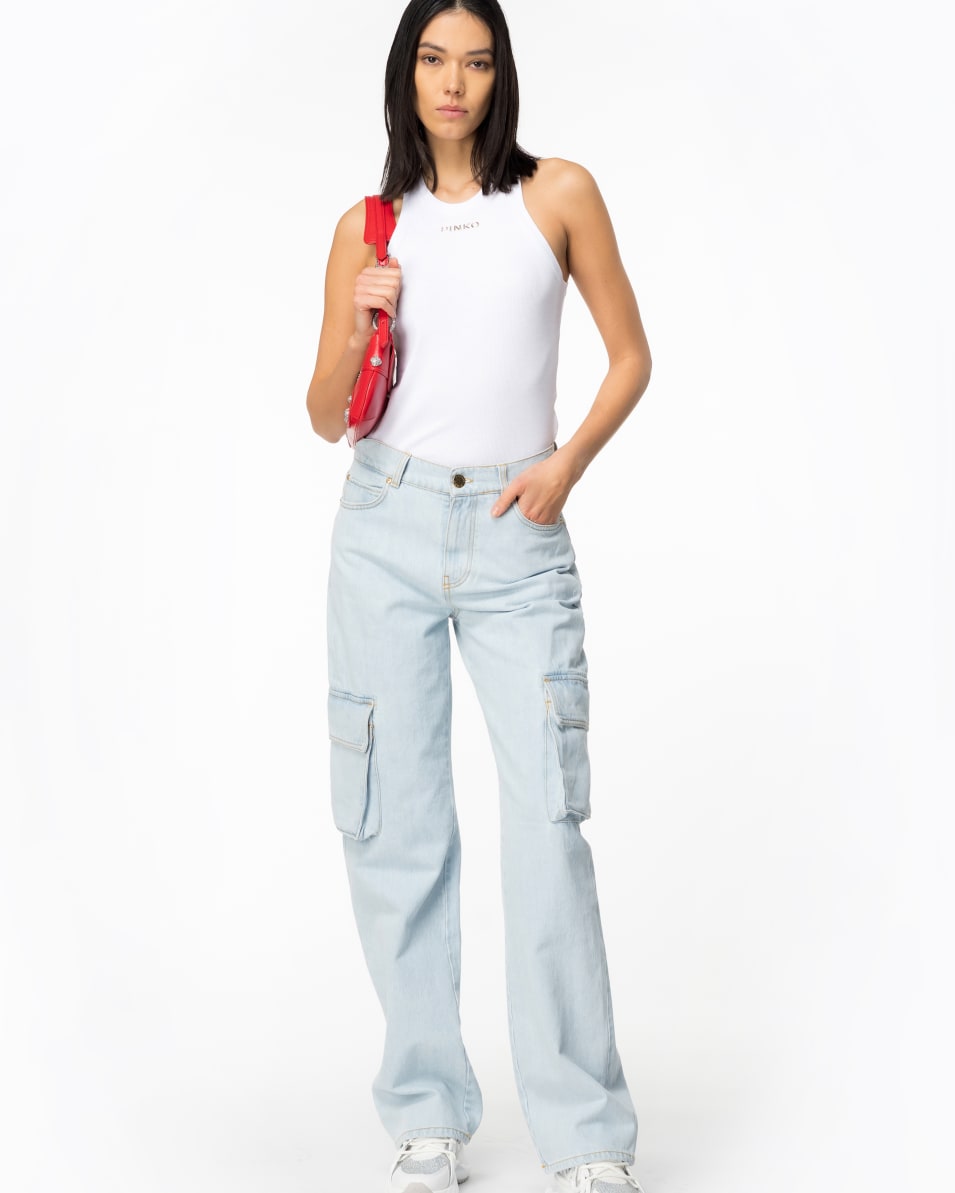 Pinko Geripptes Top mit Logo Jubiläumsangebot