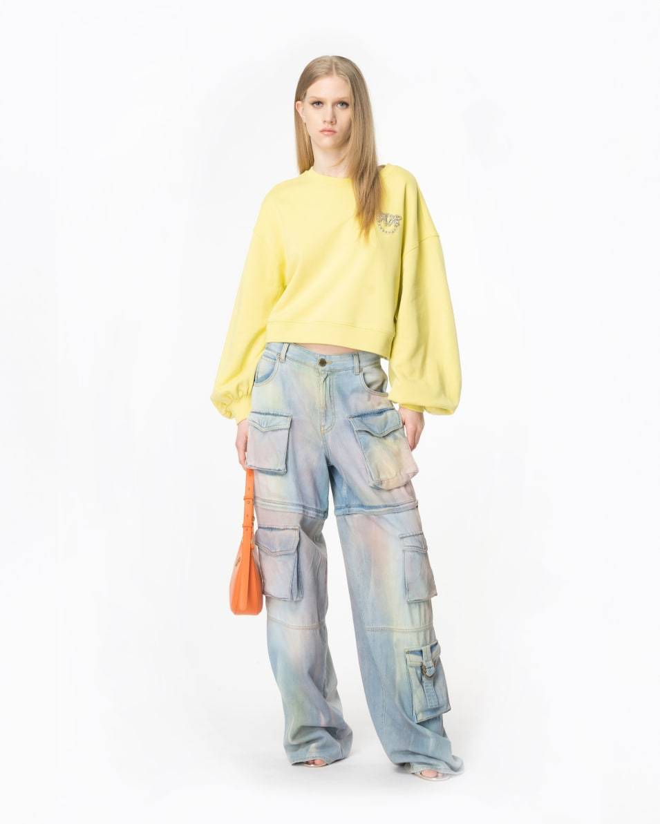 Pinko Boxy-Sweatshirt Love-Birds-Stickerei Letzte 3 Tage