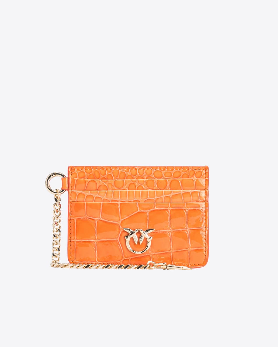 Pinko Buntes glänzendes Leder-Kartenetui mit Kroko-Prägung PINKO Galleria 50% Rabatt für begrenzte Zeit