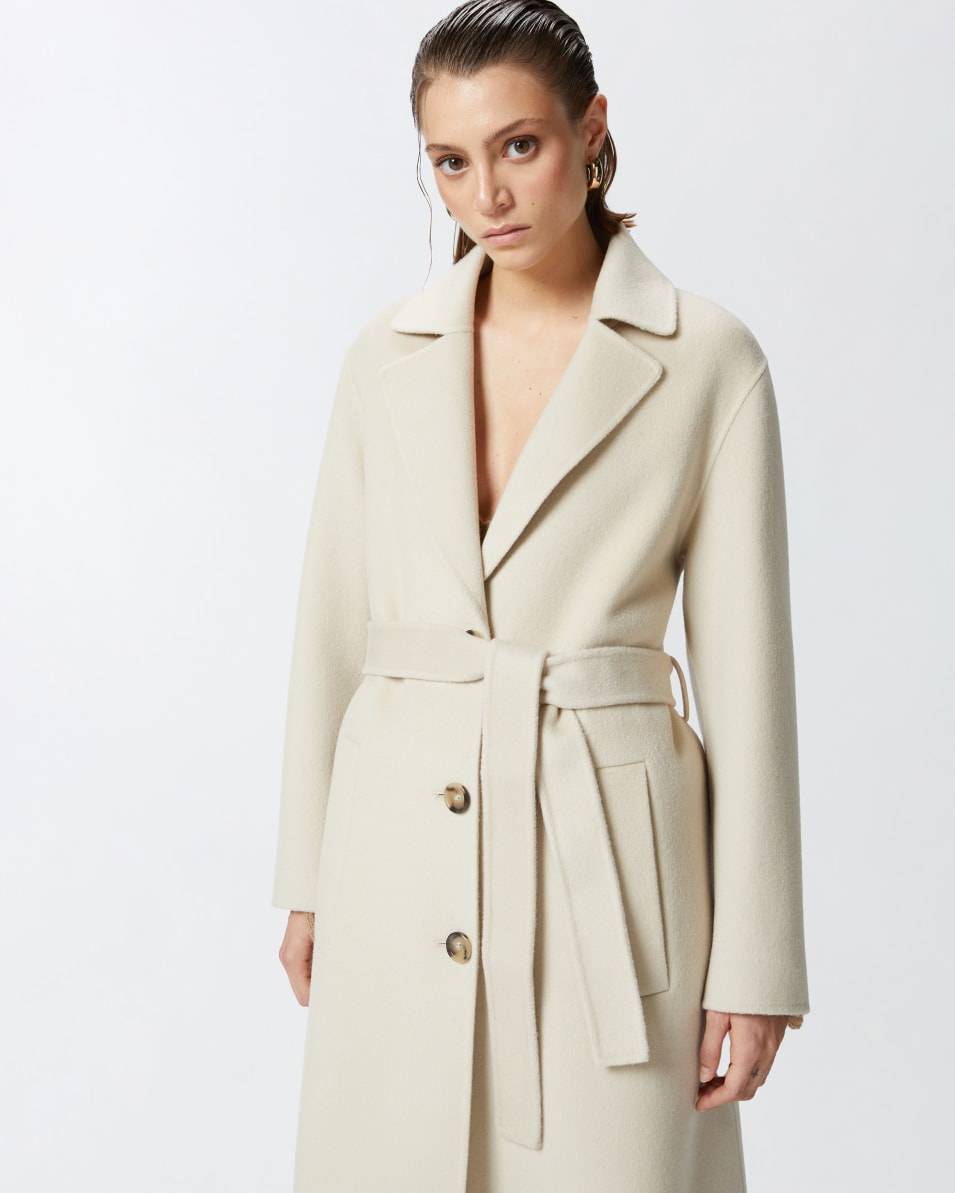 Pinko Langer Mantel mit Gürtel aus Double-Wollstoff Fabrik Onlineshop