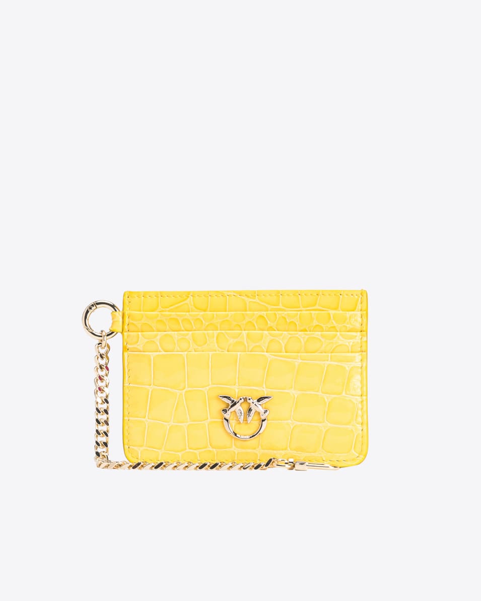 Pinko Buntes glänzendes Leder-Kartenetui mit Kroko-Prägung PINKO Galleria Lagerräumung