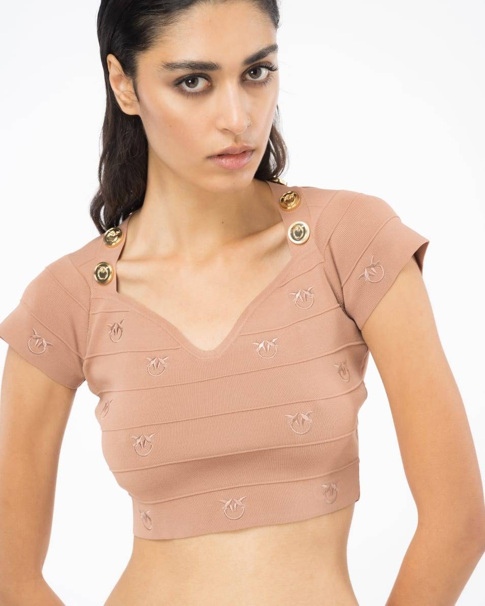 Pinko Crop-Top Jacquard Love Birds Riesige Ersparnisse