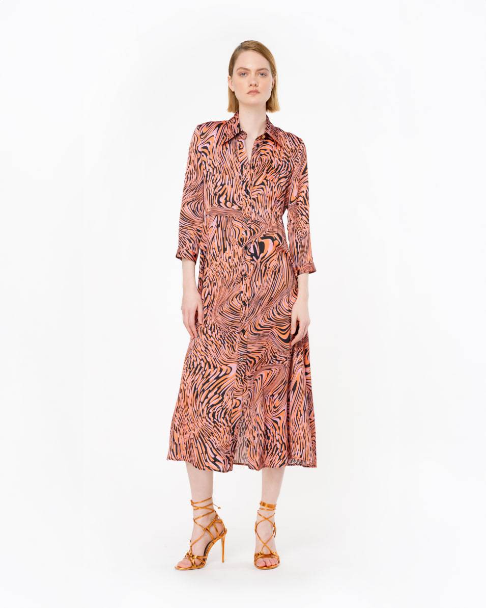 Pinko Hemdblusenkleid verzerrter Print Begrenzte Freigabe