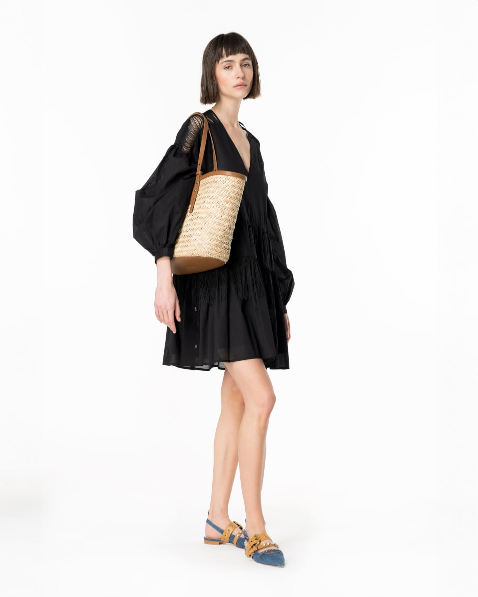 Pinko Mini-Musselinkleid mit Fransen Neueste Stile