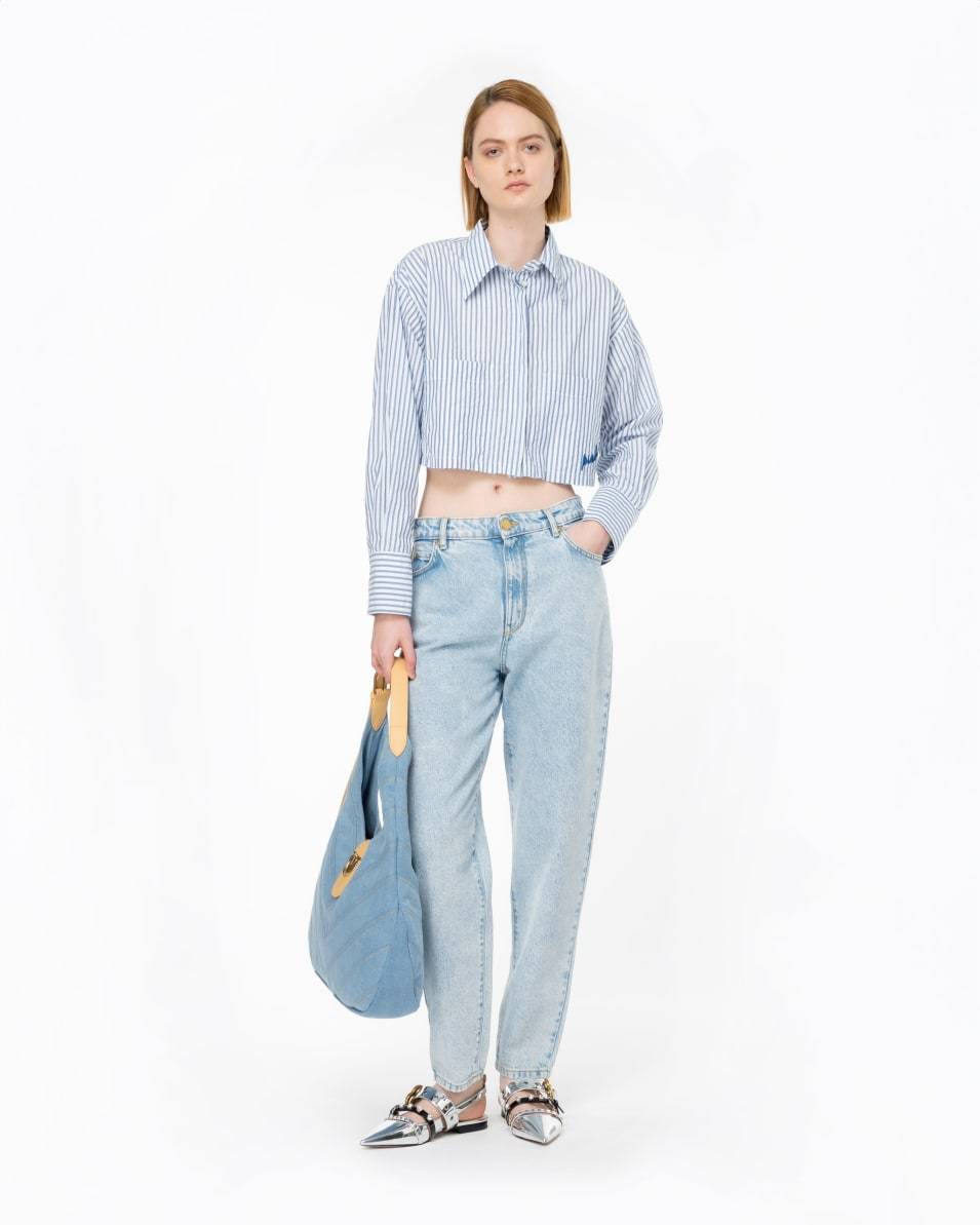 Pinko Cropped-Bluse gestreift Letzte 2 Tage