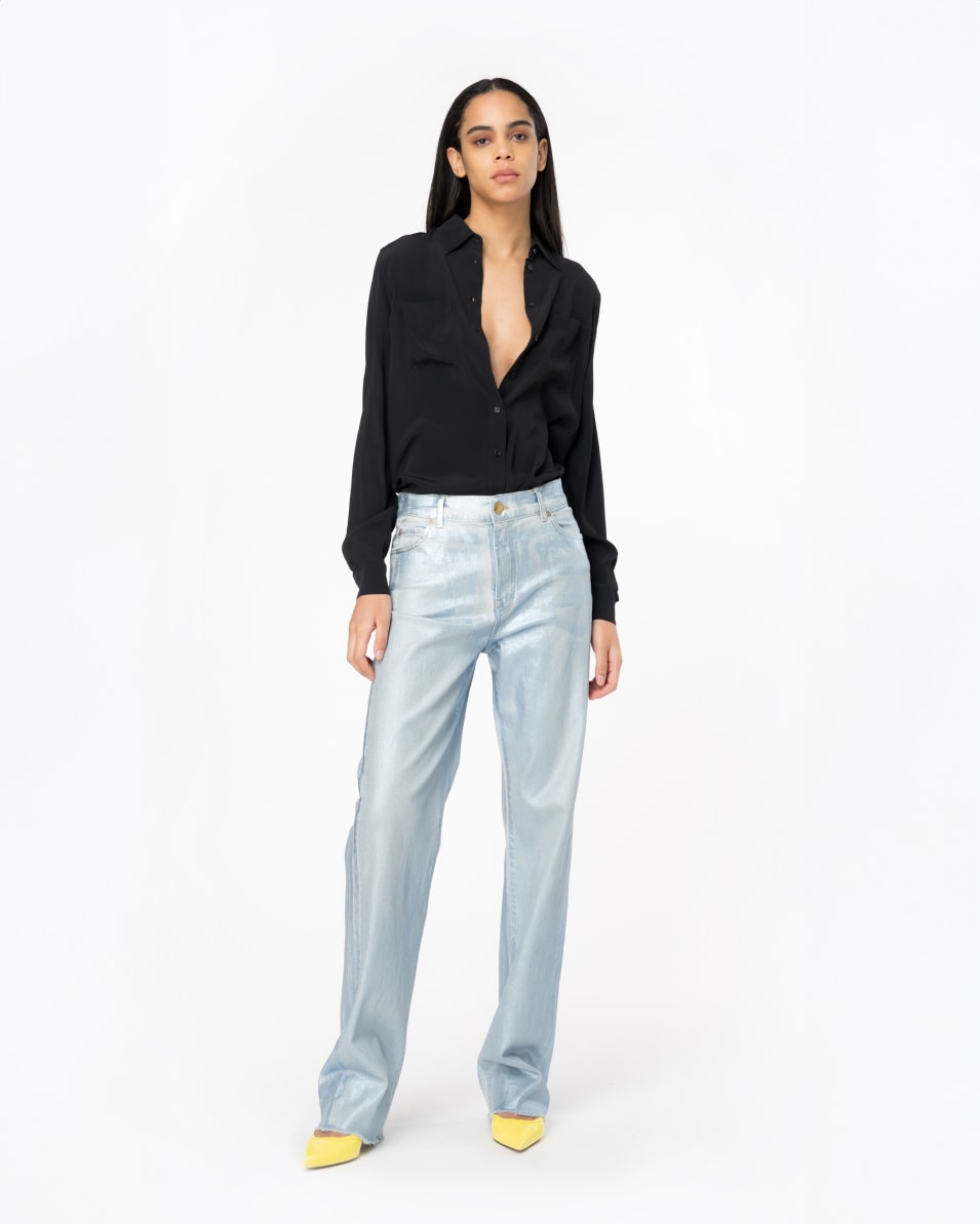 Pinko Bluse Seidenmix mit Brusttaschen Kostenloser Versand international