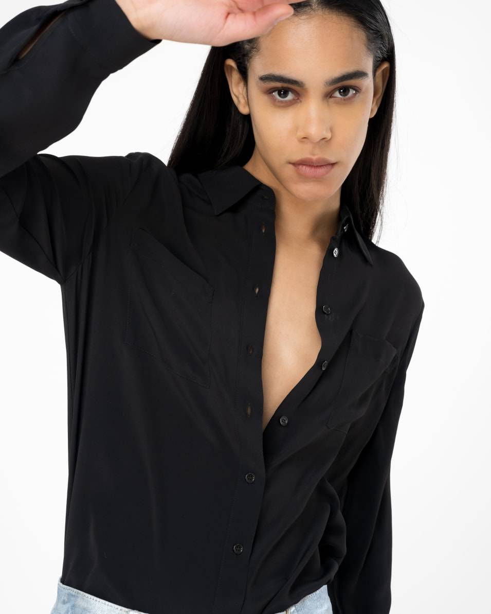 Pinko Bluse Seidenmix mit Brusttaschen Kostenloser Versand international