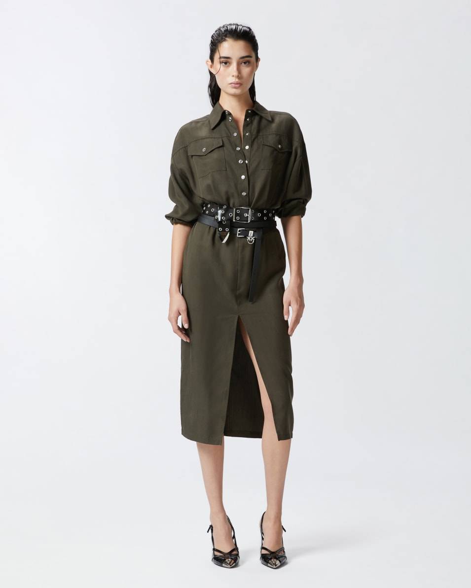 Pinko Hemdblusenkleid in Midilänge mit Gürtel und Taschen Online