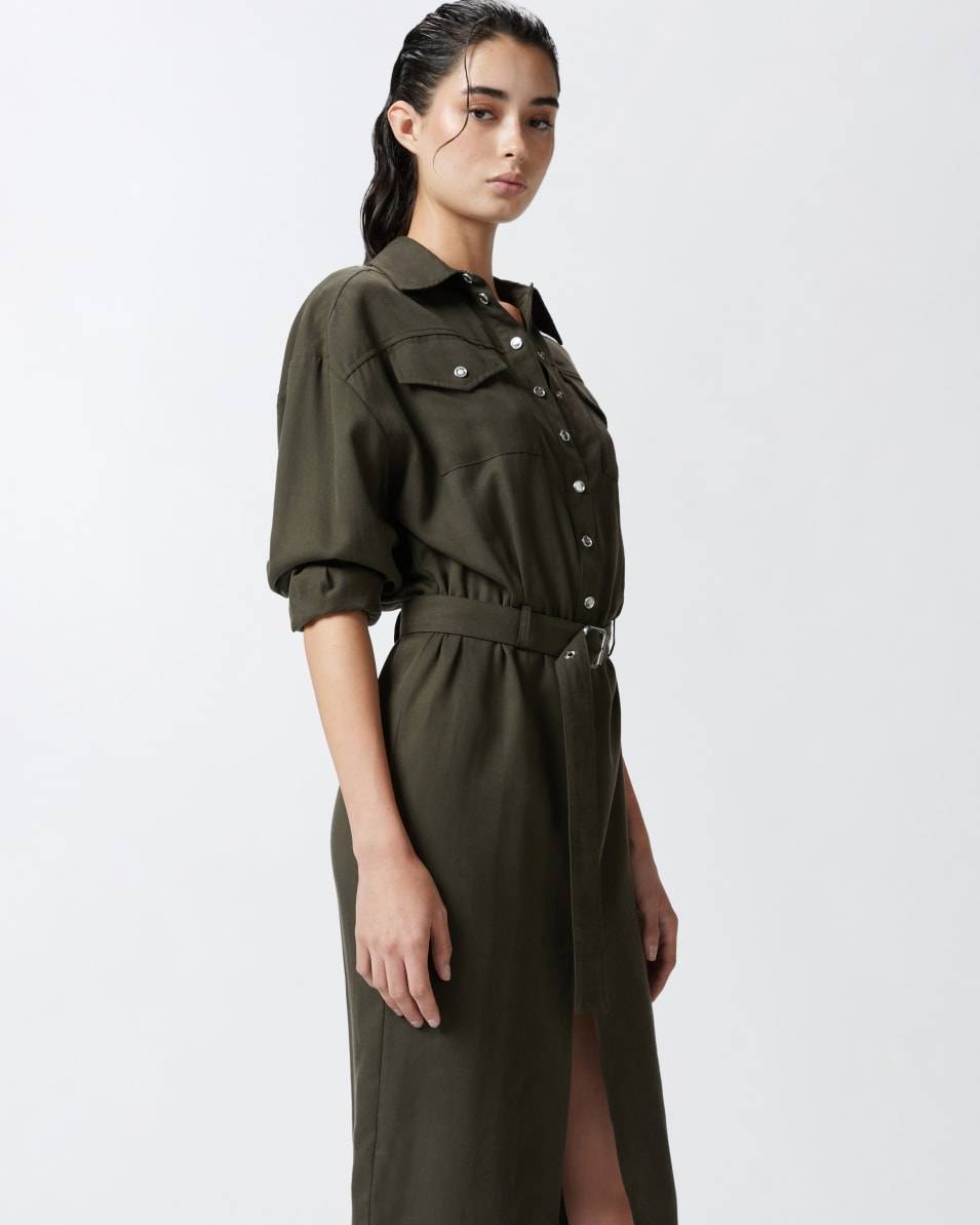 Pinko Hemdblusenkleid in Midilänge mit Gürtel und Taschen Online