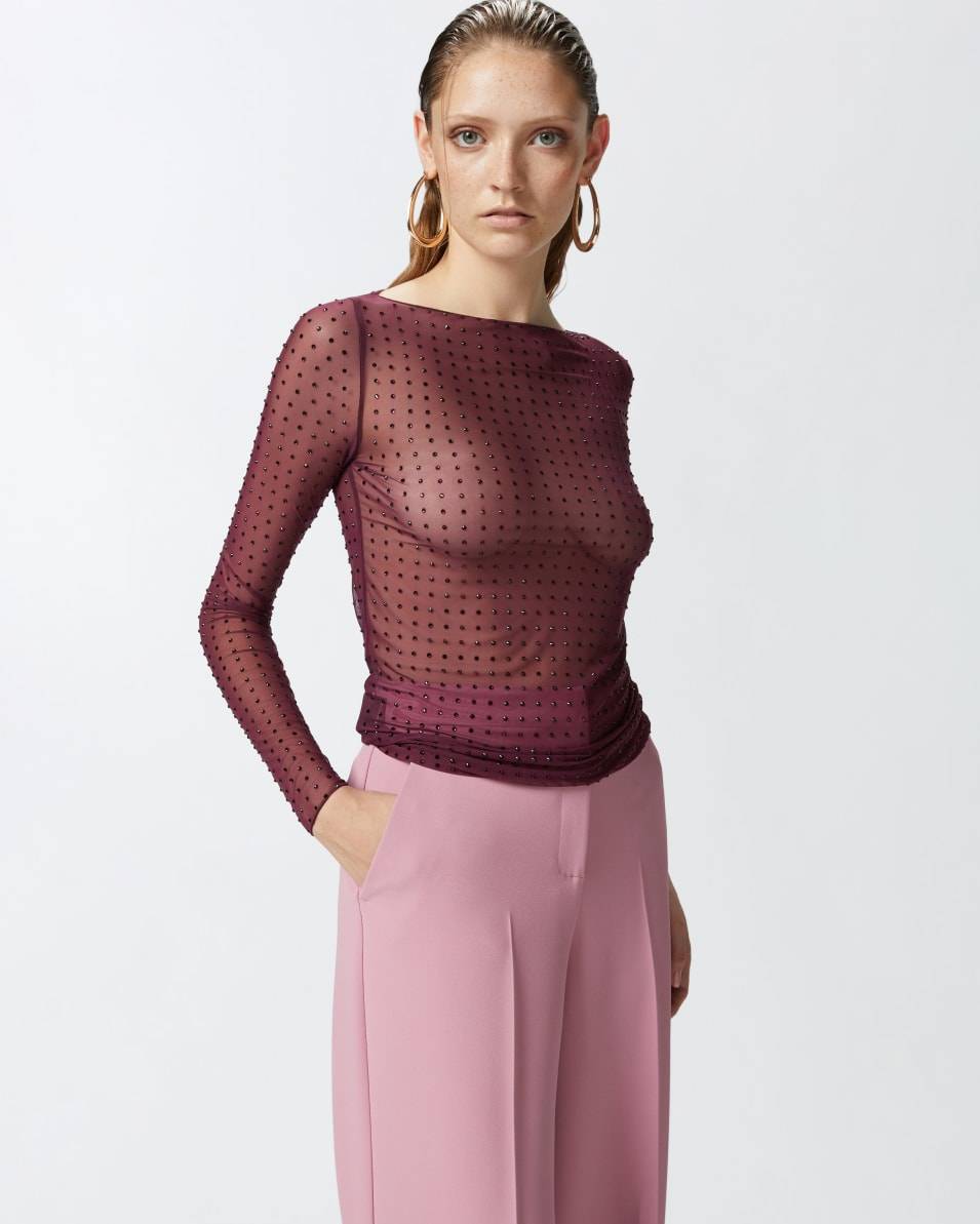 Pinko Shirt aus leichtem Tüll mit Strasssteinen Outlet