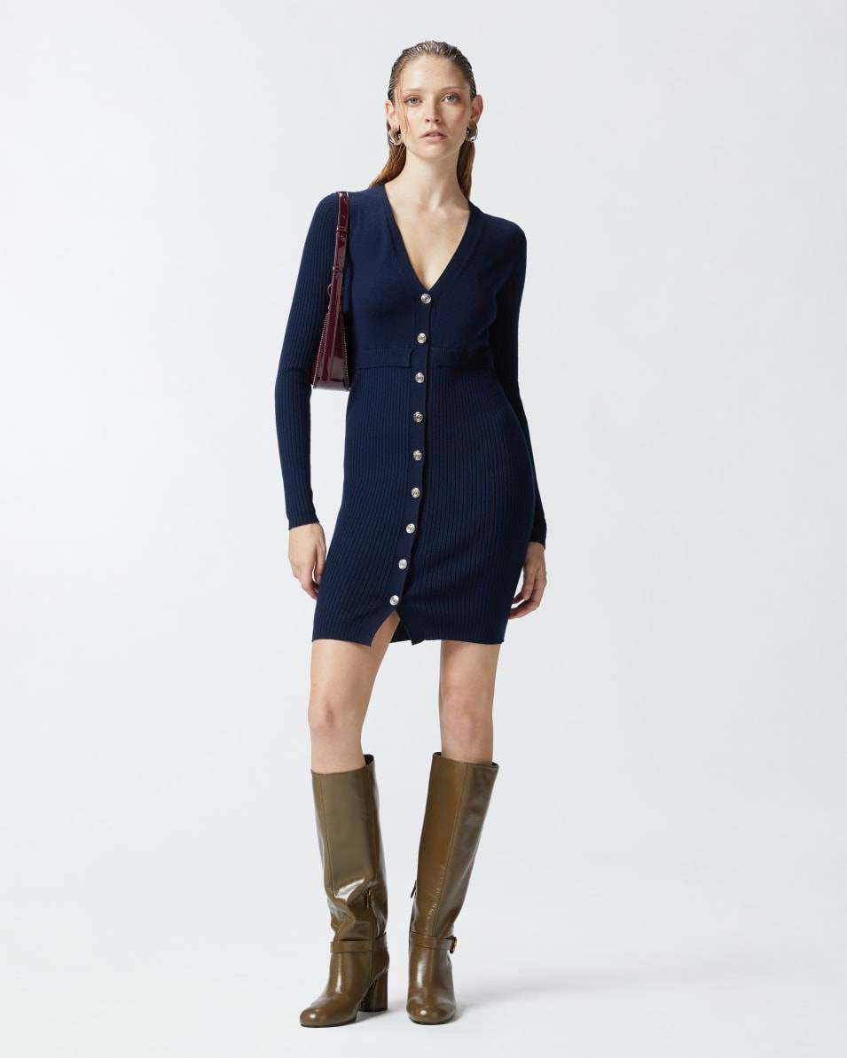 Pinko Geripptes Minikleid aus Wolle Versandkostenfrei