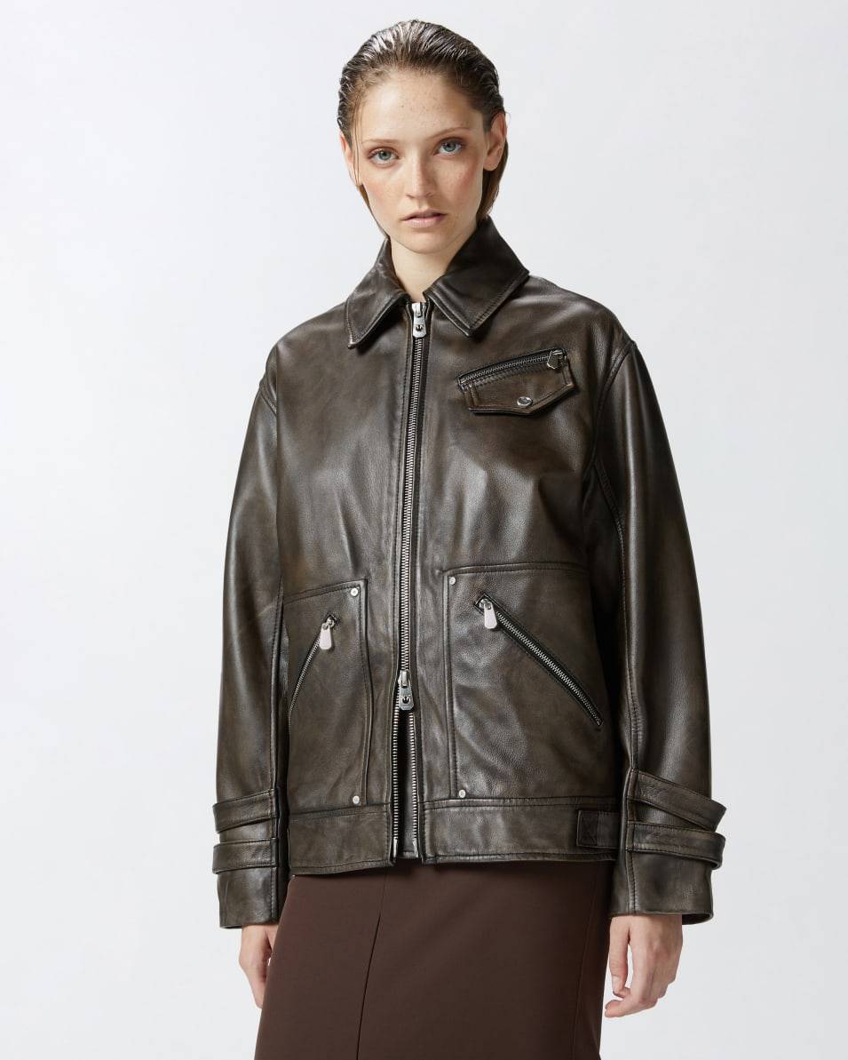 Pinko Blouson aus Leder in Used-Optik Begrenztes Angebot