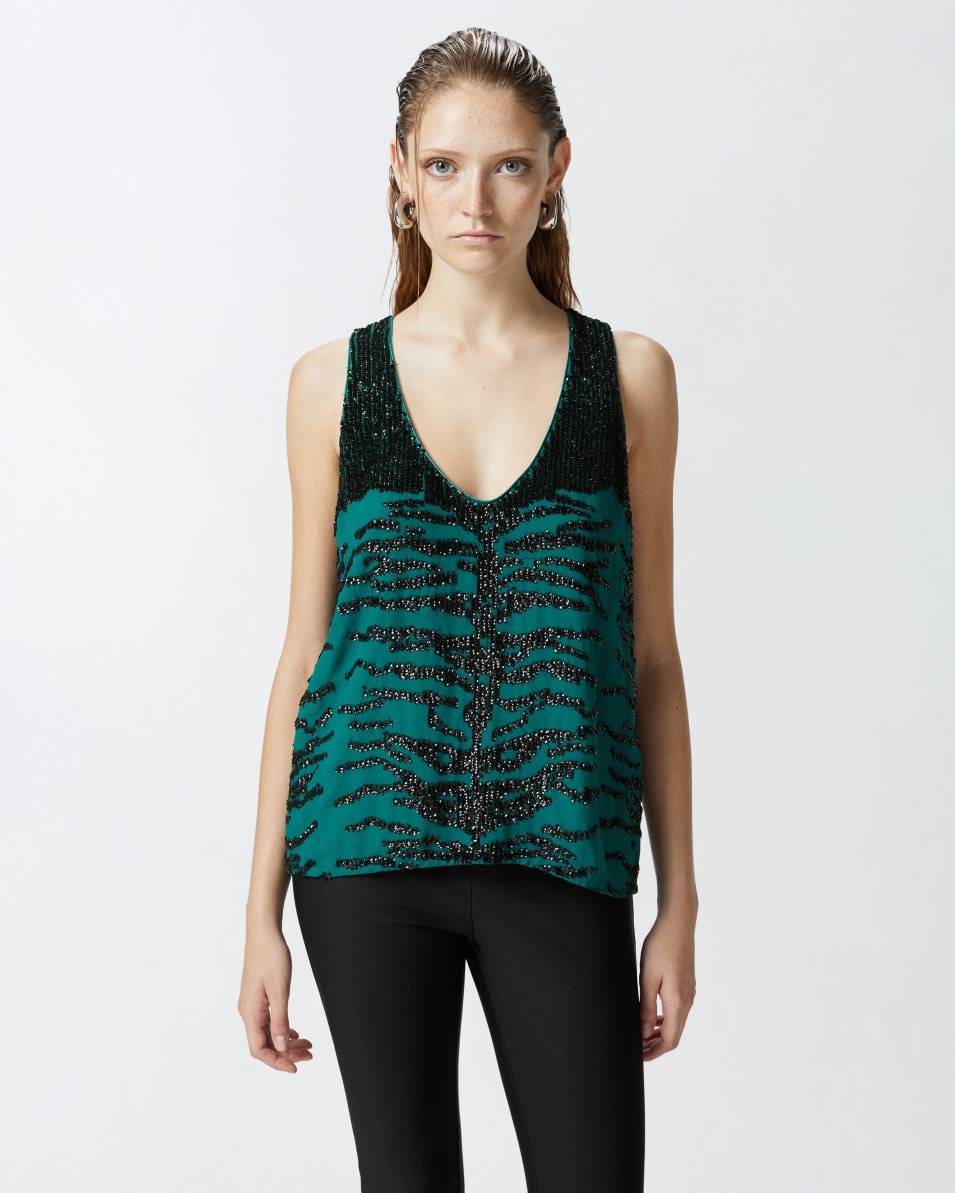 Pinko Top mit Pailletten-Zebramuster Letzte 3 Tage