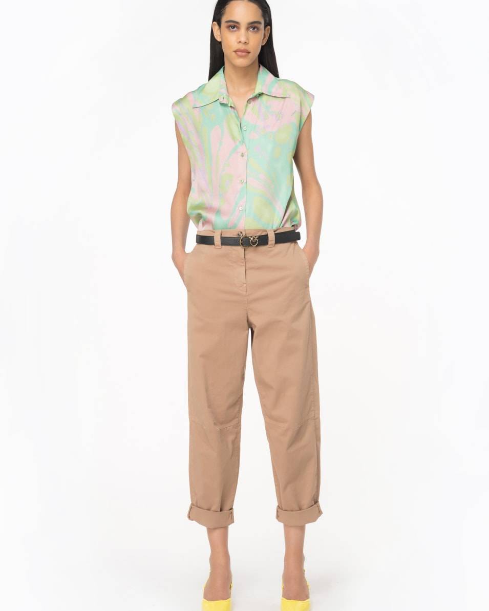 Pinko Bluse mit Flügelärmel aus Satin mit Splash-Print Black Friday Preise