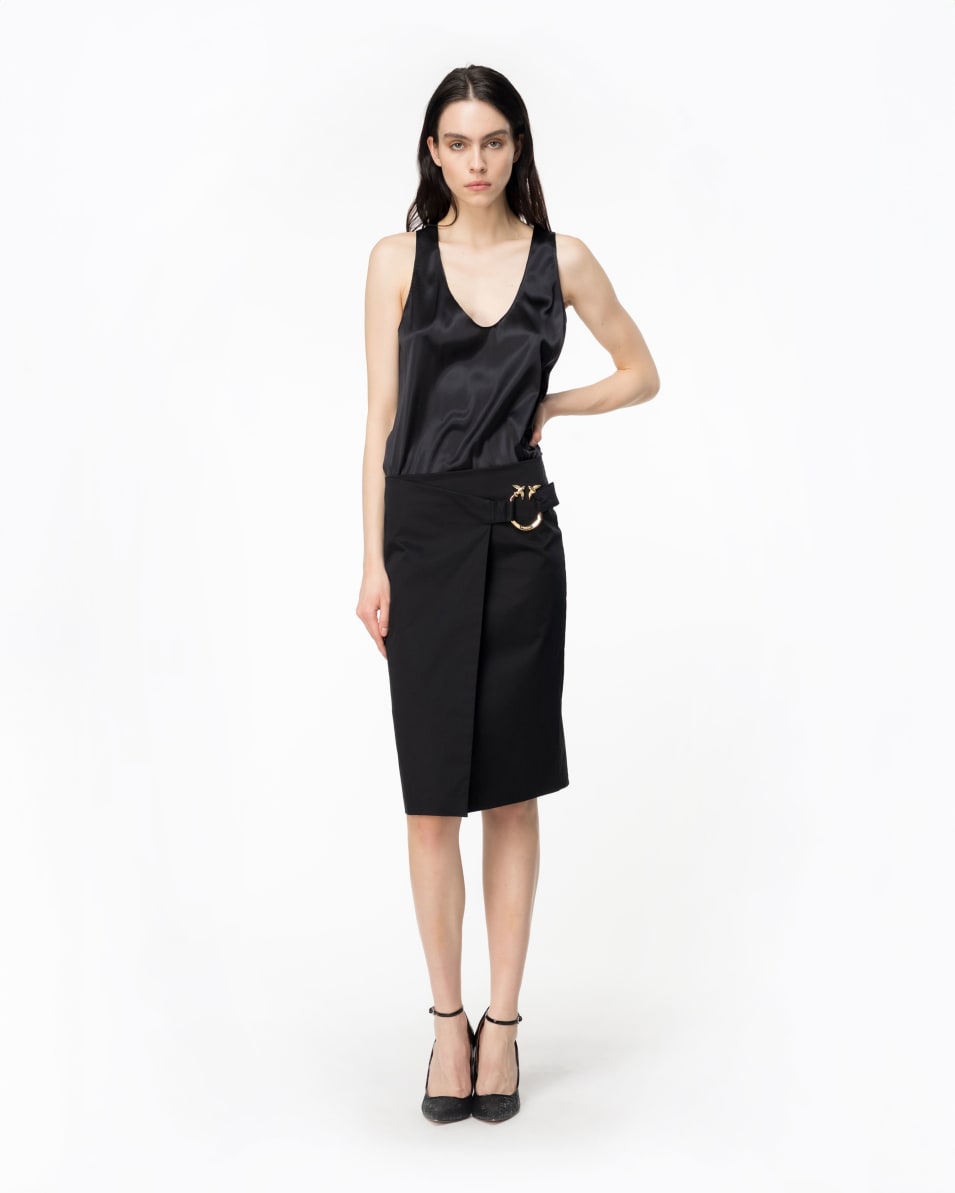Pinko Midirock aus technischem Satin mit Piercing-Schnalle Fabrikverkauf