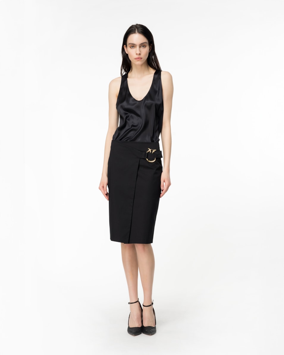 Pinko Midirock aus technischem Satin mit Piercing-Schnalle Fabrikverkauf