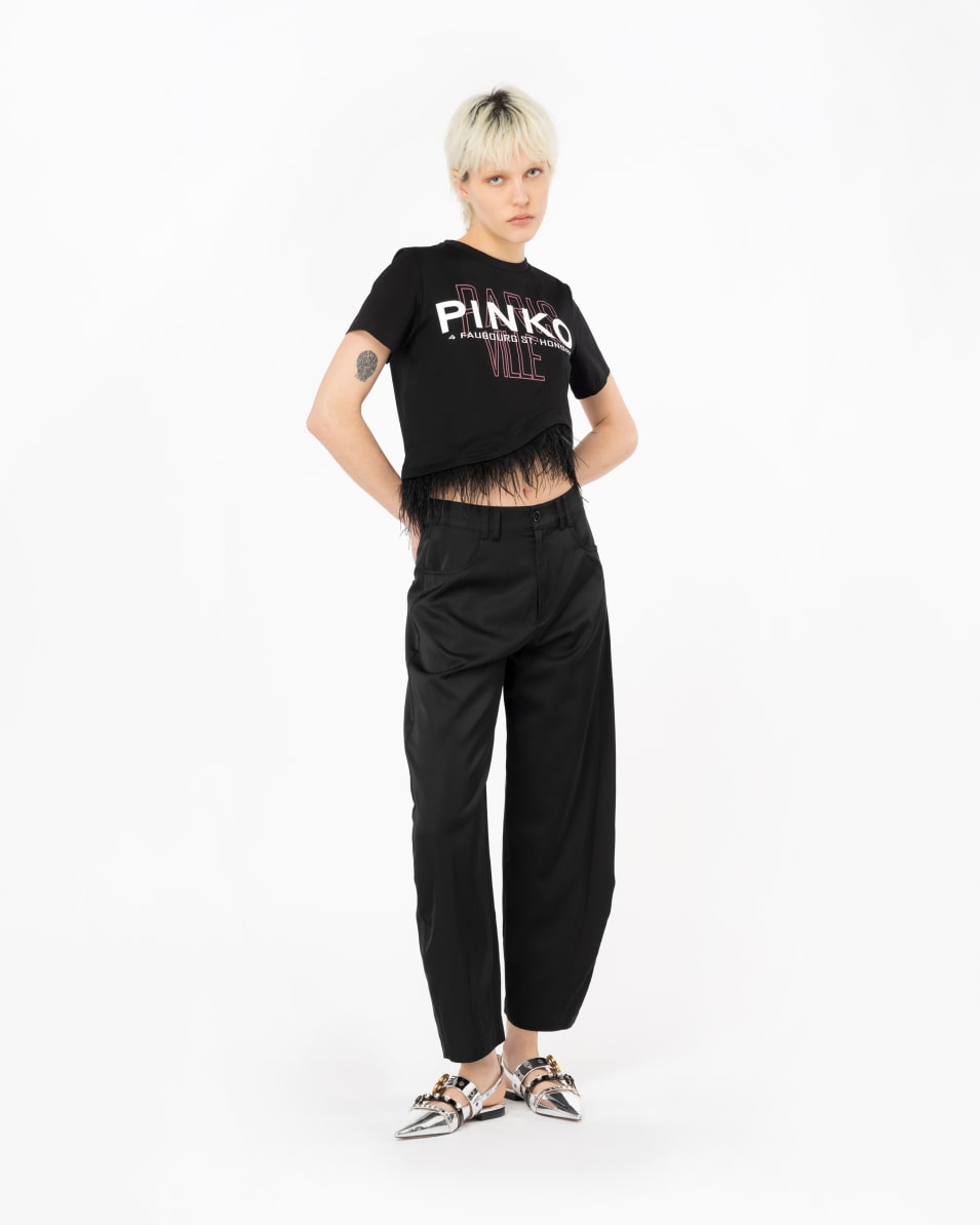 Pinko T-Shirt PINKO Cities mit Federn Lagerräumung