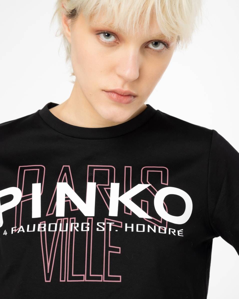 Pinko T-Shirt PINKO Cities mit Federn Lagerräumung