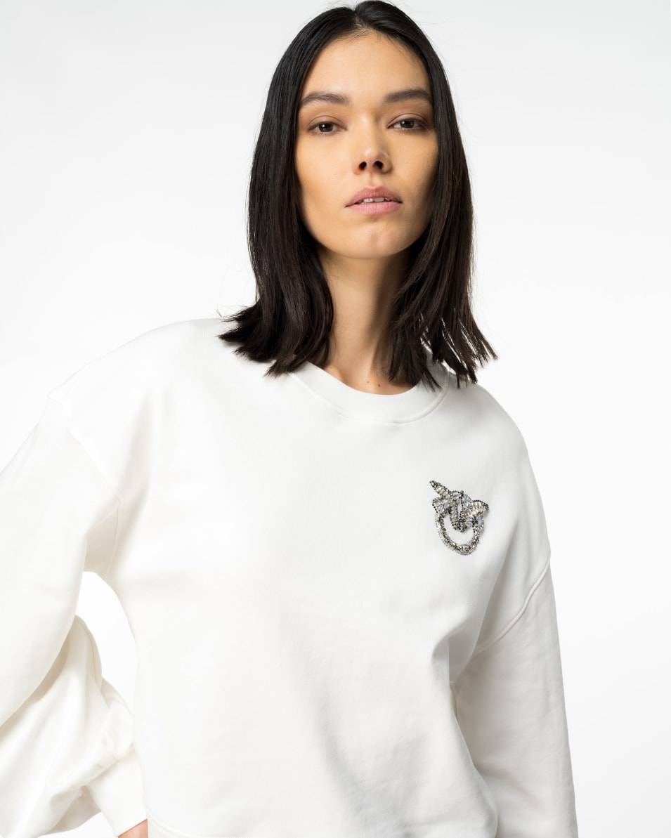 Pinko Boxy-Sweatshirt Love-Birds-Stickerei Tägliche Deals
