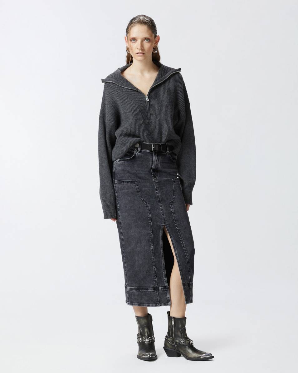 Pinko Maxirock aus dunkelgrauem Denim Super Sparpreis