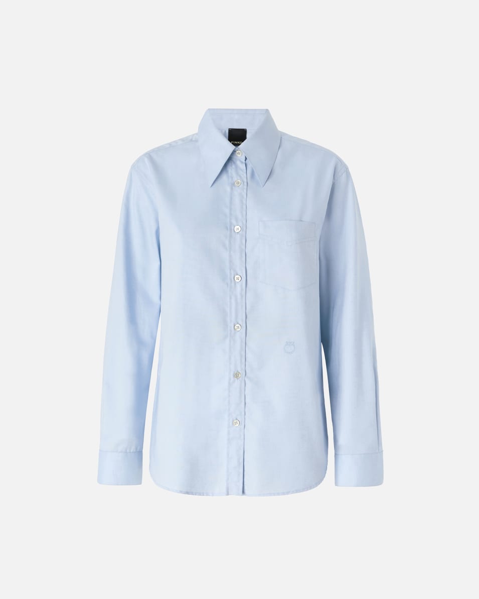 Pinko Azurblaue Oxford-Baumwollbluse Letzter Tag
