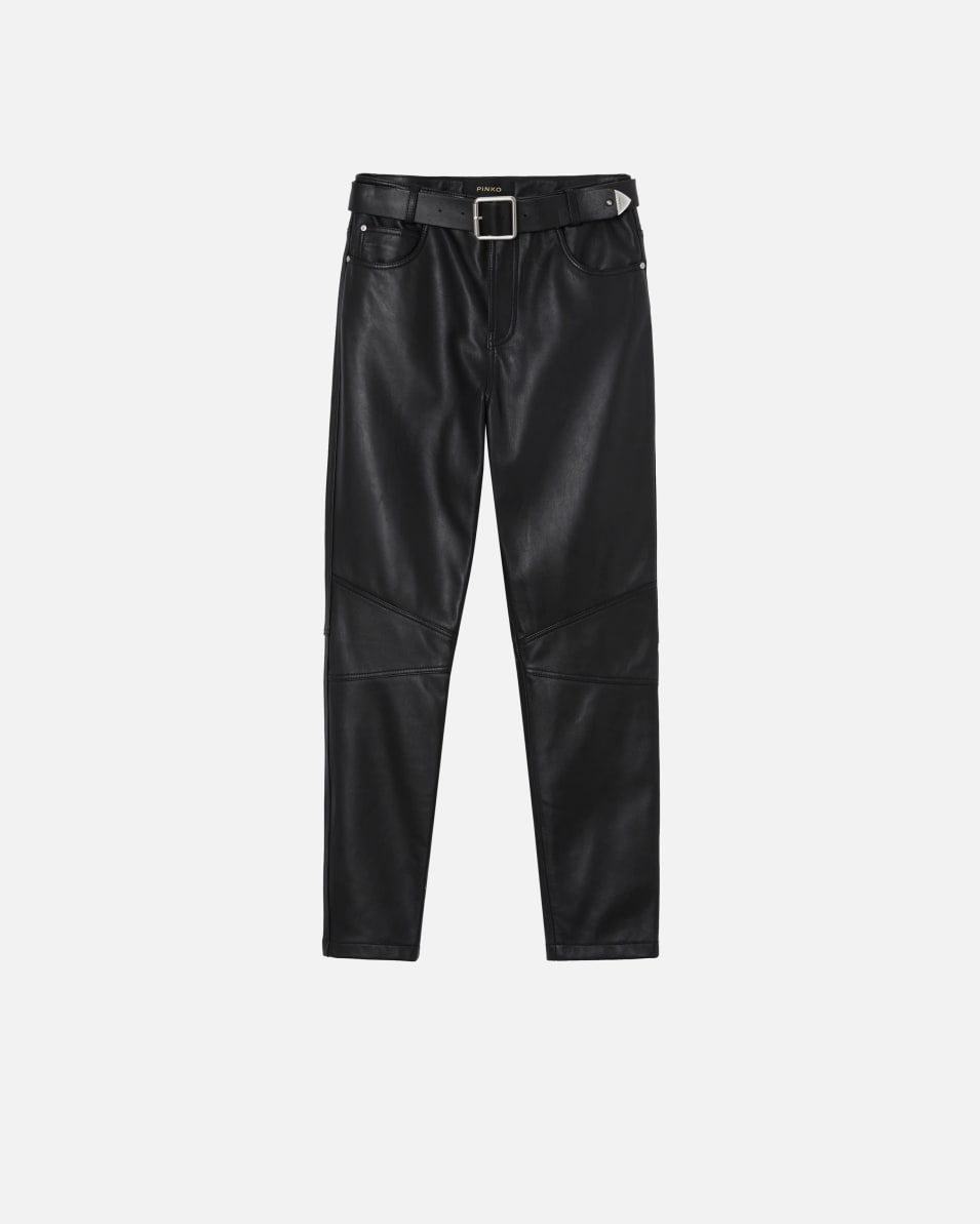 Pinko Lange Hose aus Nappaleder mit Gürtel Nur für heute