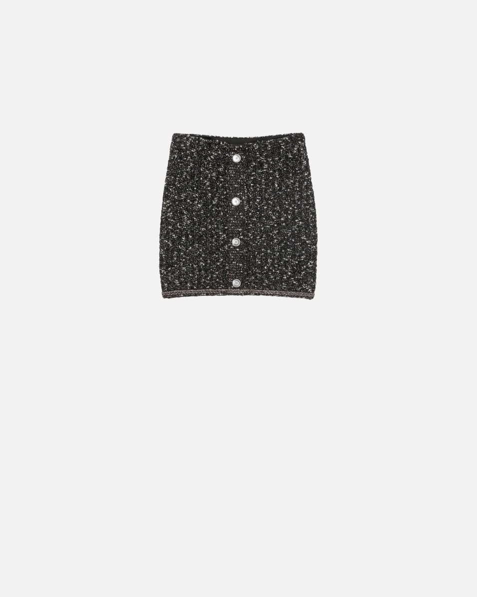 Pinko Minirock aus Bouclé-Strick mit Pailletten Rabatt