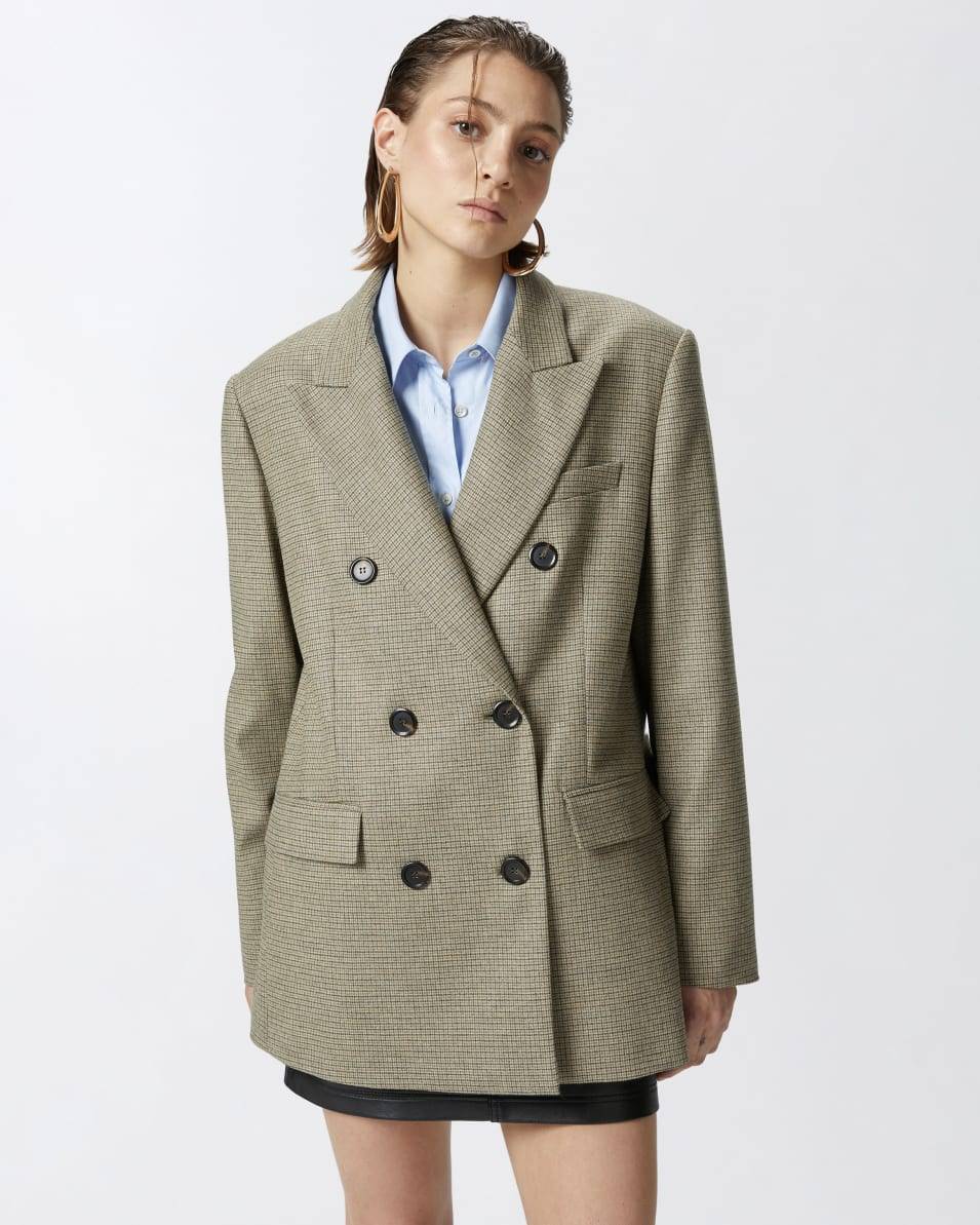 Pinko Zweireihiger karierter Oversize-Blazer Flash Sale