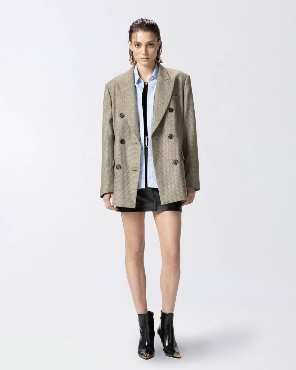 Pinko Zweireihiger karierter Oversize-Blazer Flash Sale