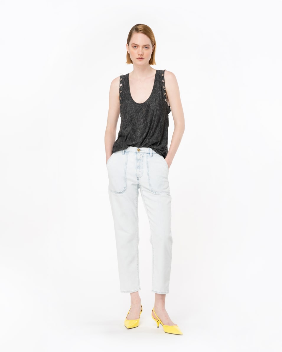 Pinko Tanktop aus Leinen mit Piercing-Konturen Wochenangebot
