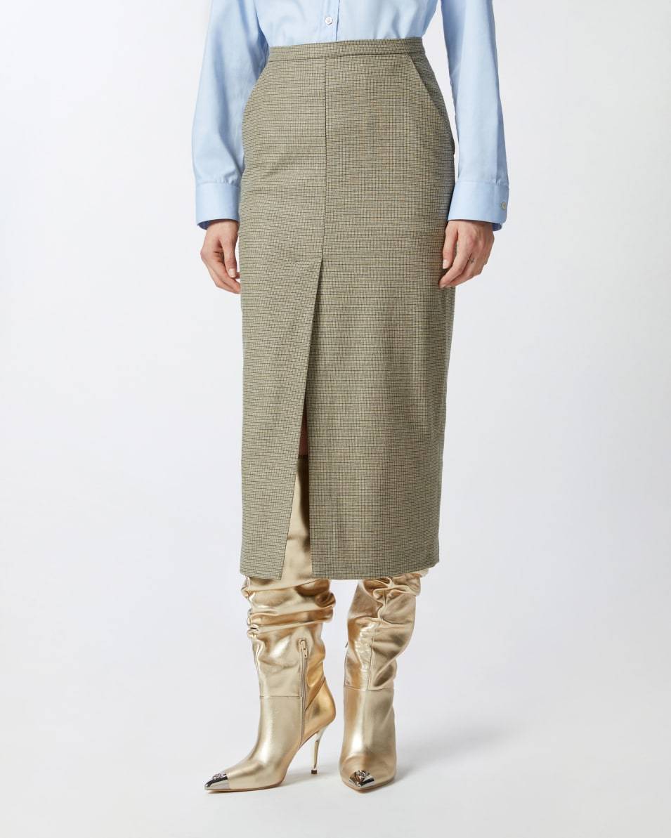 Pinko Karierter Midirock mit Schlitz vorne Bis zu 50% Rabatt