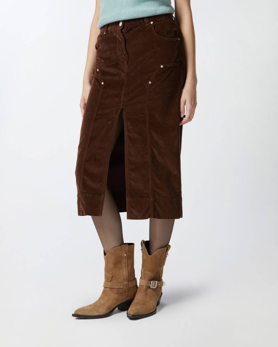 Pinko Cord-Midirock mit Schlitz Bis zu 60% Rabatt