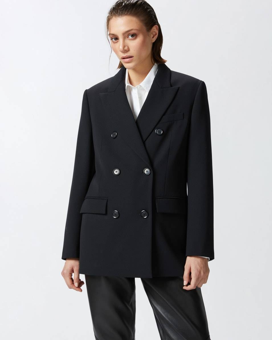 Pinko Zweireihiger Oversize-Blazer aus Wollmix-Twill Vierteljährliche Förderung
