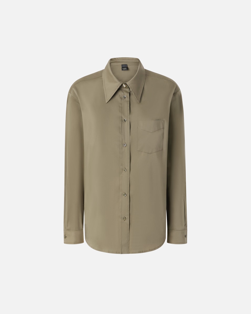 Pinko Militärgrüne Bluse aus Stretch-Popeline Super Rabatt
