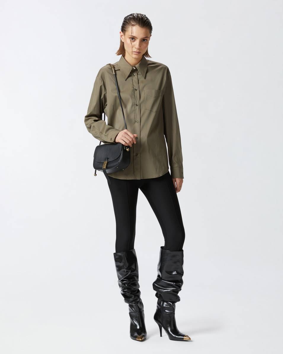 Pinko Militärgrüne Bluse aus Stretch-Popeline Super Rabatt