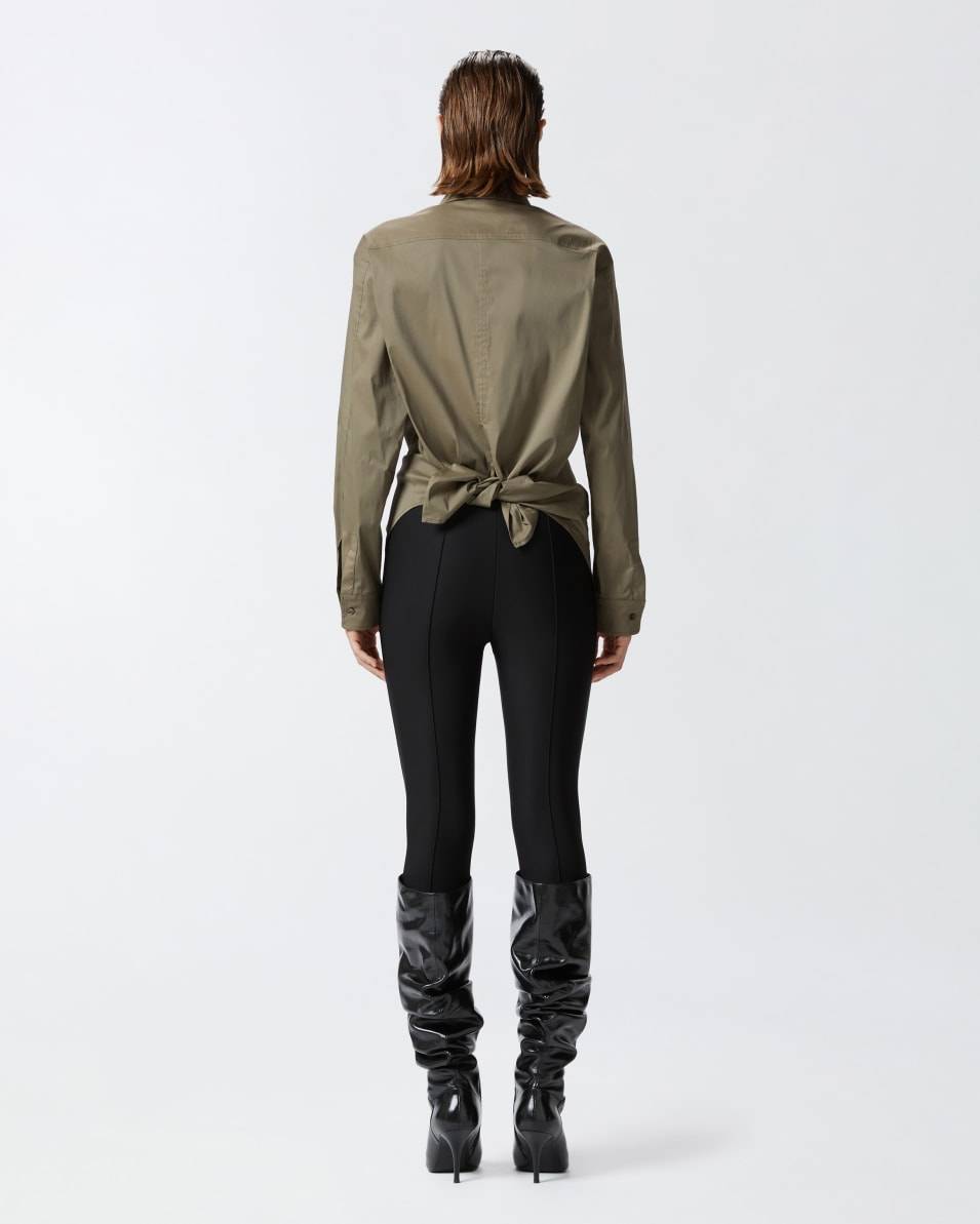 Pinko Militärgrüne Bluse aus Stretch-Popeline Super Rabatt