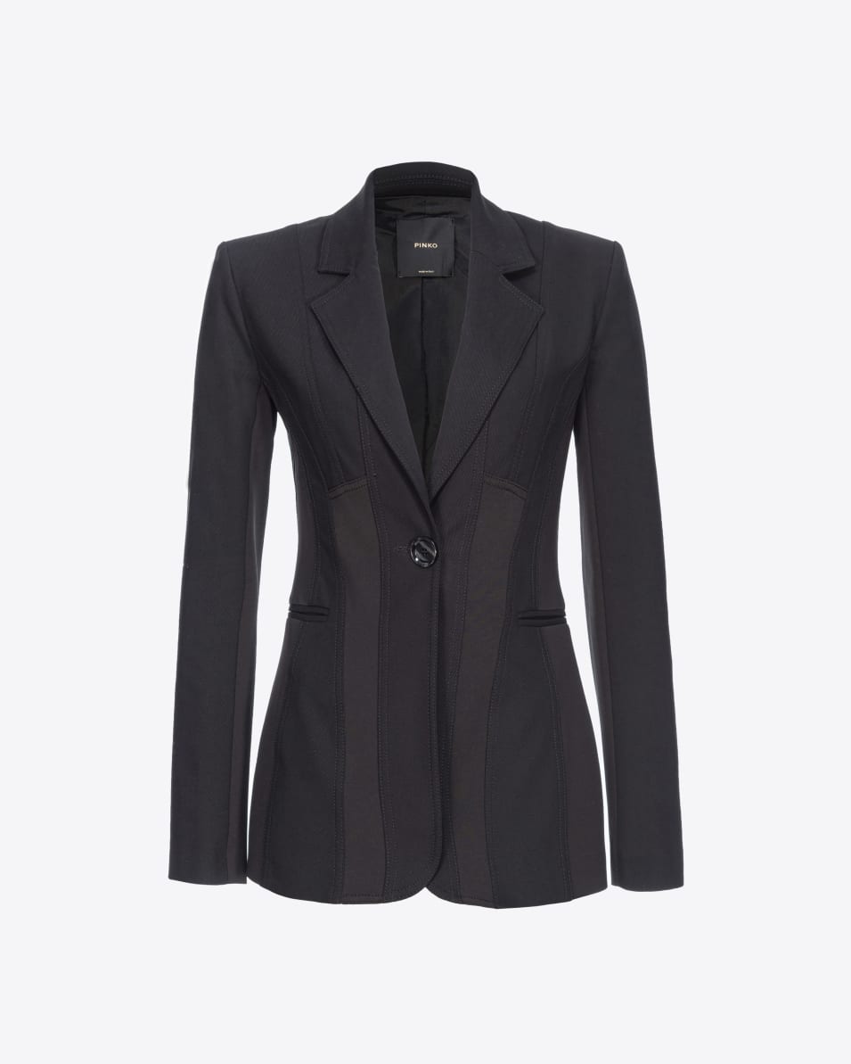 Pinko Einreihiger Blazer aus zwei Materialien Im Verkauf