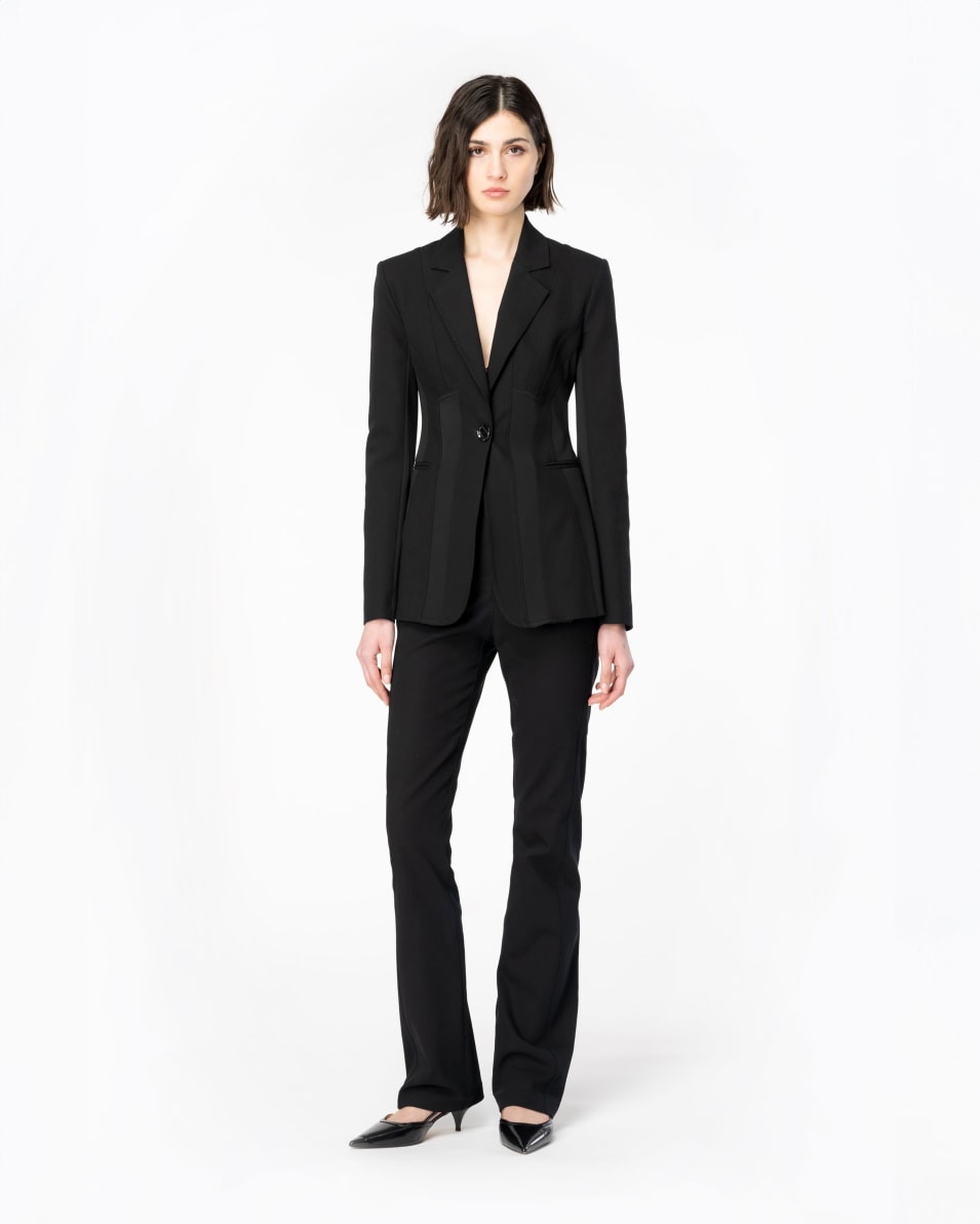 Pinko Einreihiger Blazer aus zwei Materialien Im Verkauf