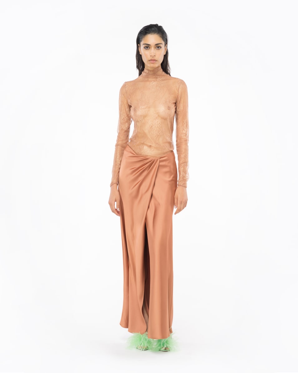 Pinko Eleganter Rock aus strukturiertem Satin Fabrikverkauf
