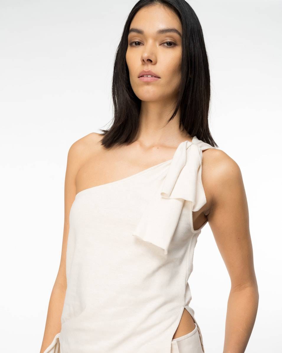 Pinko One-Shoulder-Top Baumwolle und Leinen Meist gekauft