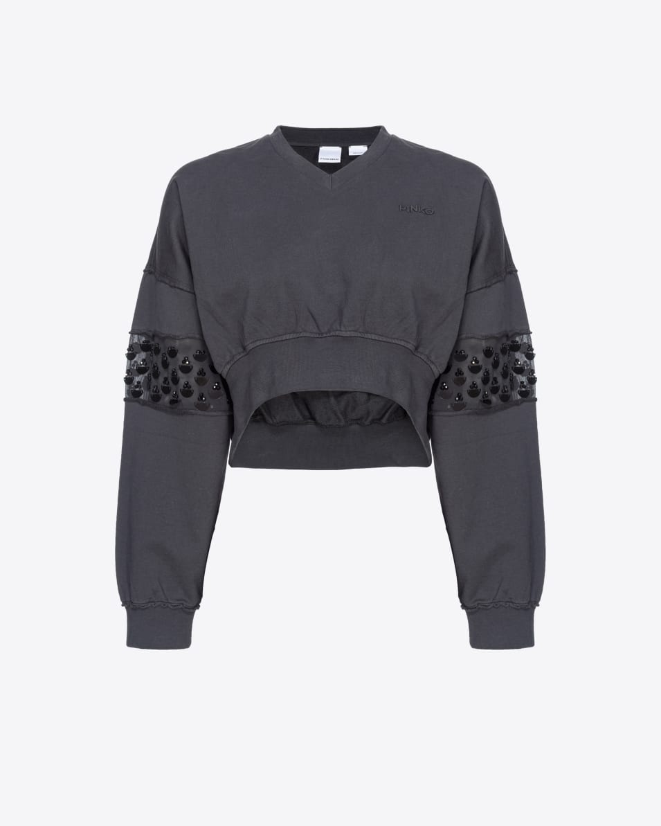 Pinko Kurzes Sweatshirt mit Handstickerei Fabrik Onlineshop