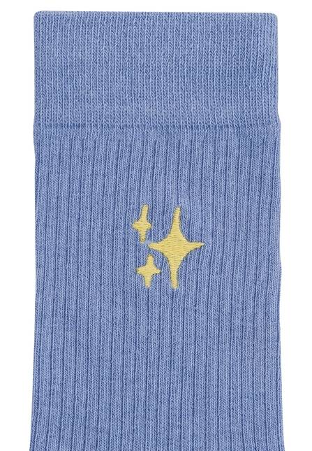 Melawear Unisex Gerippte Socken Stickerei 1er Pack Vierteljährliche Förderung