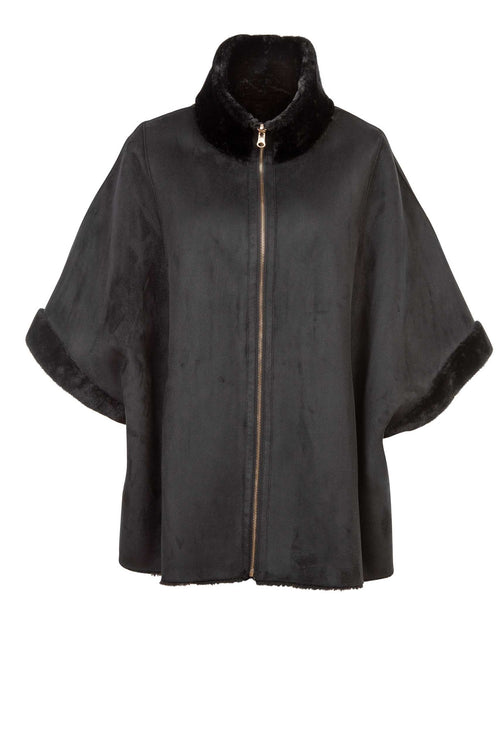 Petite M. Cape zum Wenden in Lammfell Imitat Schwarz Discount Store für neue Produkte
