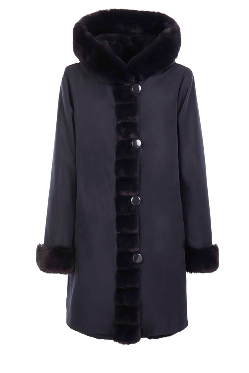 Petite M. Kunstpelz Jacke reversible in Dunkelblau Clearance-Verkauf