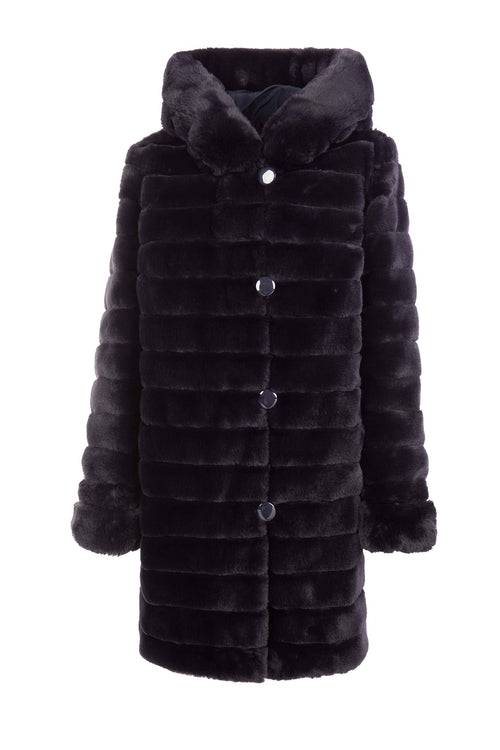 Petite M. Kunstpelz Jacke reversible in Dunkelblau Clearance-Verkauf