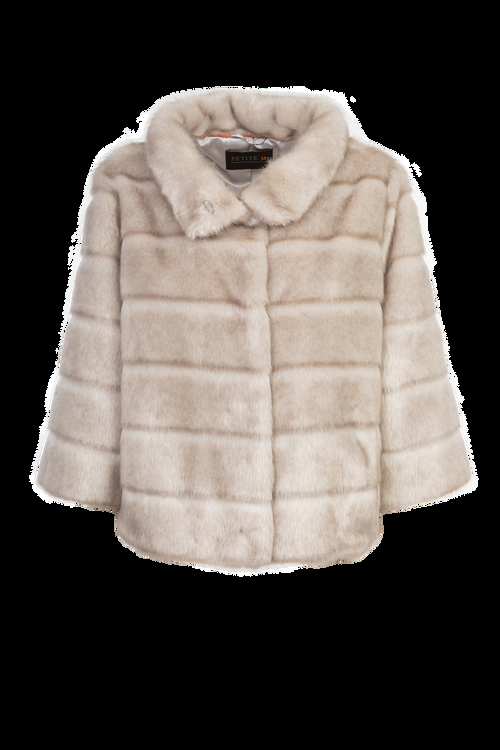 Petite M. Kurze Kunstpelzjacke in Silbergrau Kostenloser Versand international