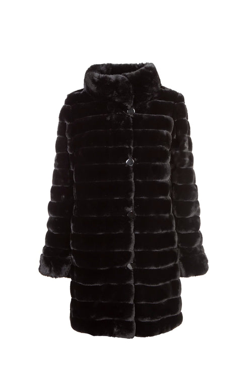 Petite M. Kunstpelz Jacke zum Wenden Schwarz Fabrikladen