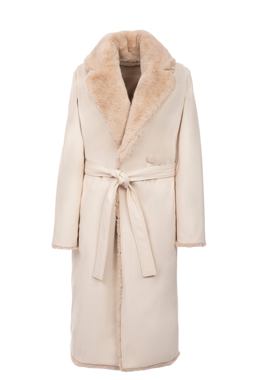 Petite M. Kunstfell Trenchcoat zum Wenden in Creme Speichern exportieren