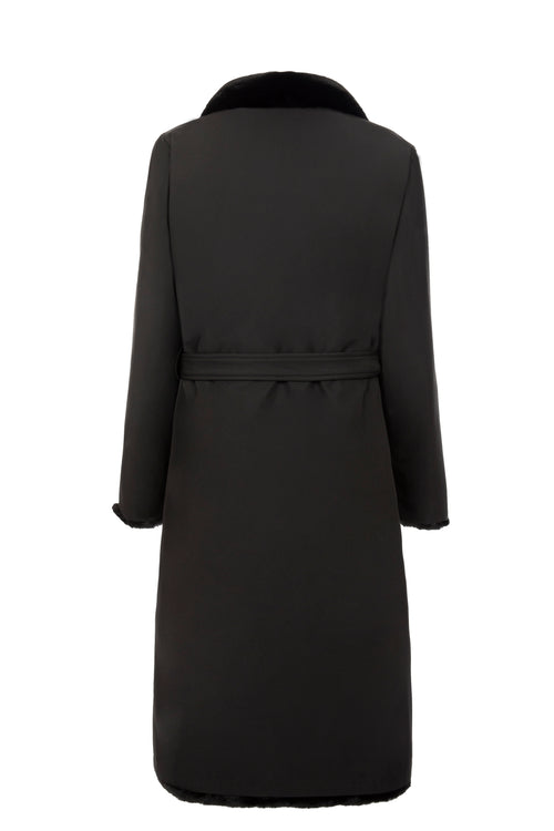 Petite M. Kunstfell Trenchcoat in Schwarz Black Friday Preise