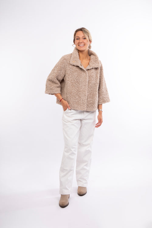 Petite M. Teddyfell Kurze Jacke in Beige Auslauf
